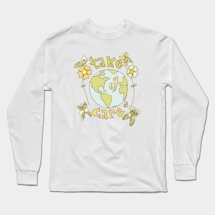 take care spread peace and love all over the earth // art by surfy birdy Long Sleeve T-Shirt